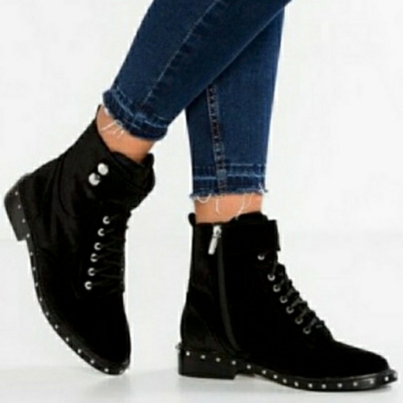 Vince Camuto Shoes - Vince Camuto Talorini Velvet Studded Combat Boots
